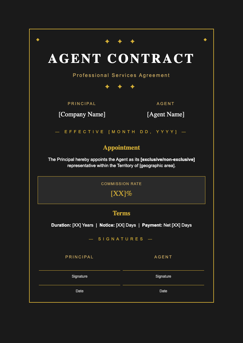 Art deco modern agent contract